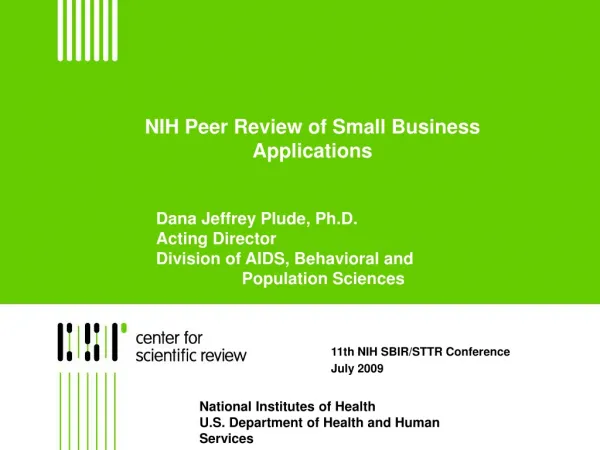 NIH Peer Review of Small Business Applications