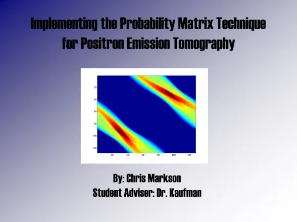 Implementing the Probability Matrix Technique for Positron Emission Tomography