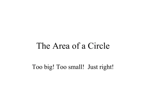 The Area of a Circle