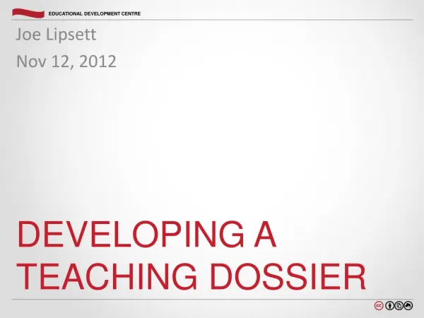 Developing a Teaching Dossier