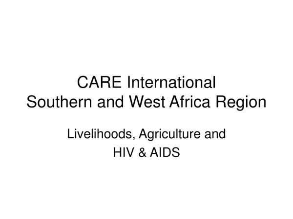 CARE International Southern and West Africa Region