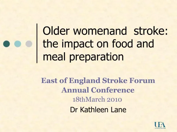 Older women and stroke: the impact on food and meal preparation