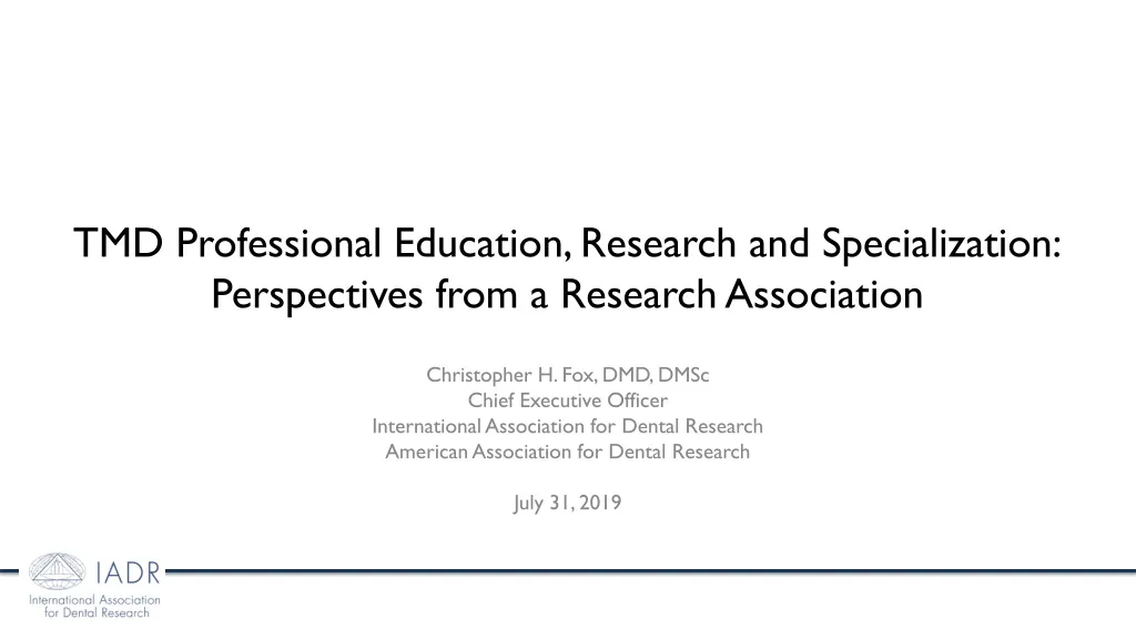 tmd professional education research and specialization perspectives from a research association