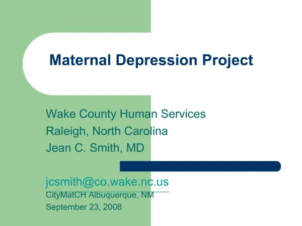 Maternal Depression Project