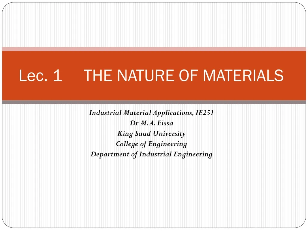 lec 1 the nature of materials