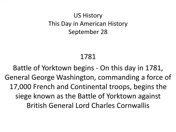 US History This Day in American History September 28
