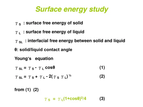 Surface energy study