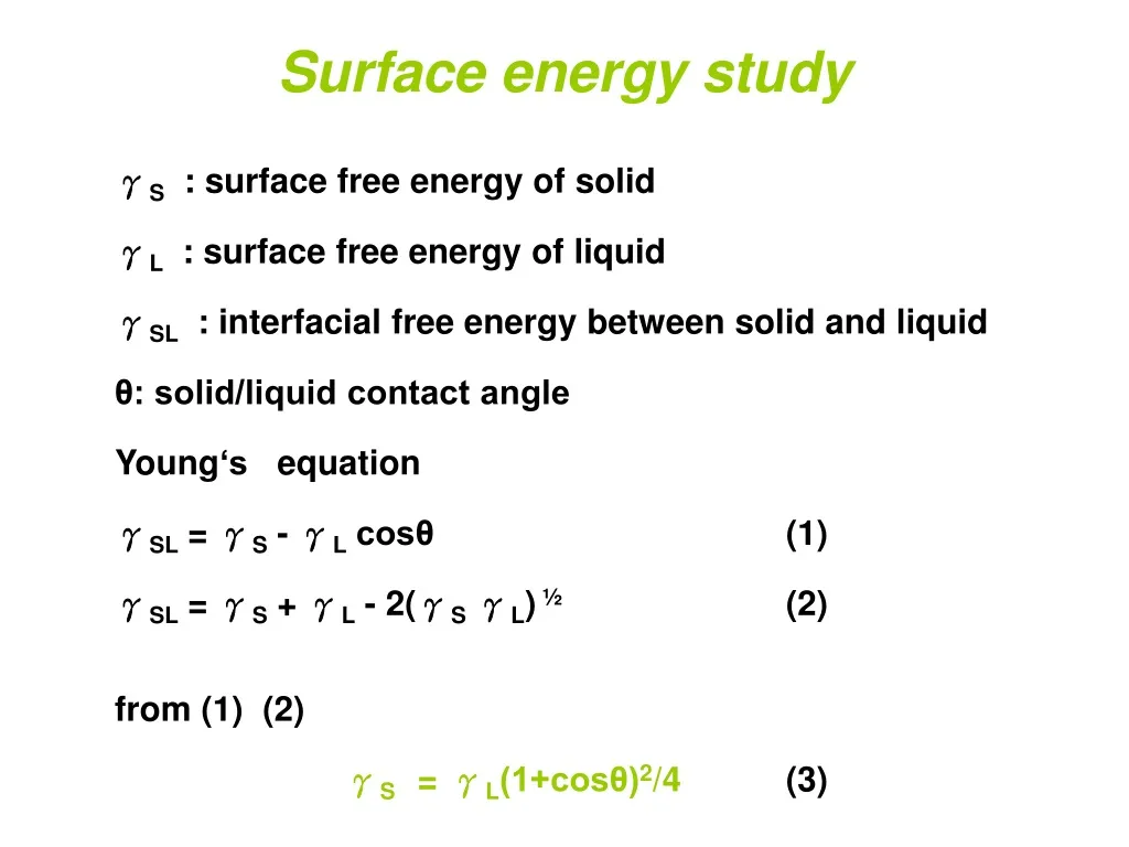 surface energy study