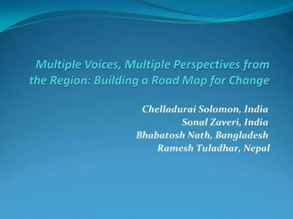 Multiple Voices, Multiple Perspectives from the Region: Building a Road Map for Change