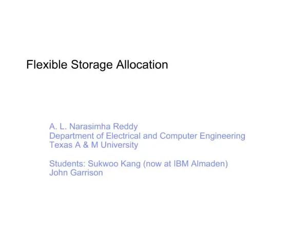Flexible Storage Allocation