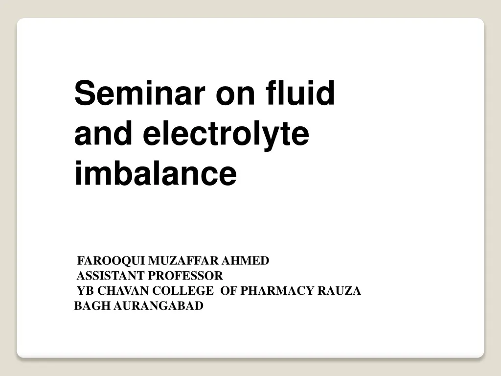 seminar on fluid and electrolyte imbalance