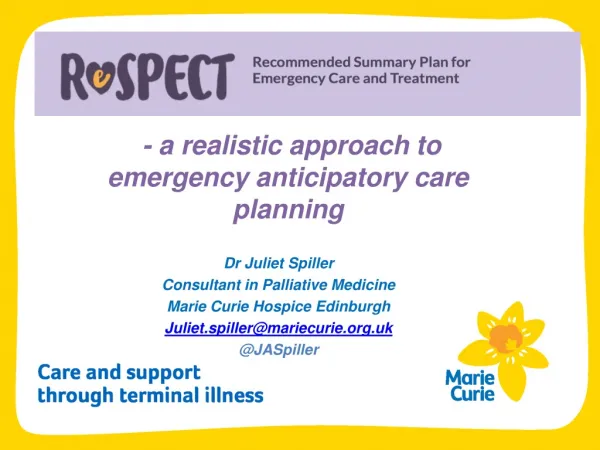 - a realistic approach to emergency anticipatory care planning