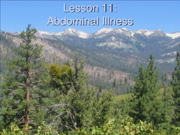 Lesson 11: Abdominal Illness