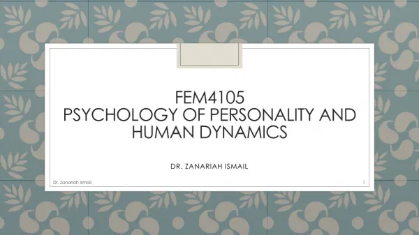 FEM4105 Psychology of Personality and human dynamics