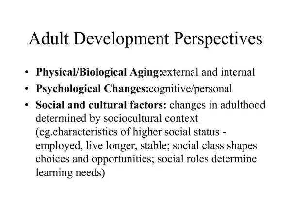Adult Development Perspectives