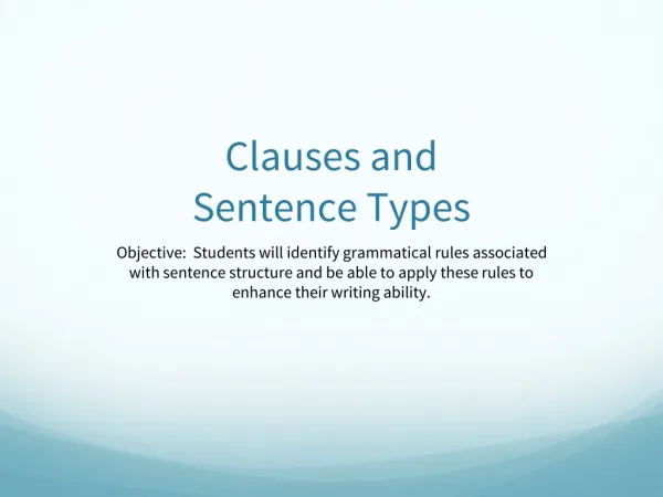 Clauses and Sentence Types
