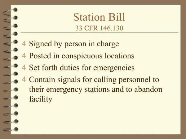 Station Bill 33 CFR 146.130