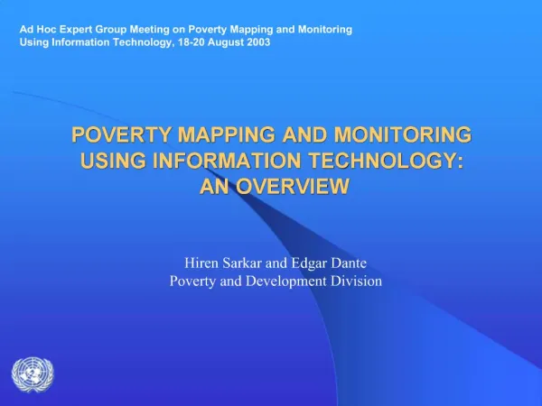 POVERTY MAPPING AND MONITORING USING INFORMATION TECHNOLOGY: AN OVERVIEW