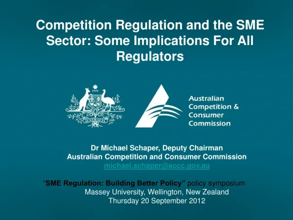 Dr Michael Schaper, Deputy Chairman Australian Competition and Consumer Commission
