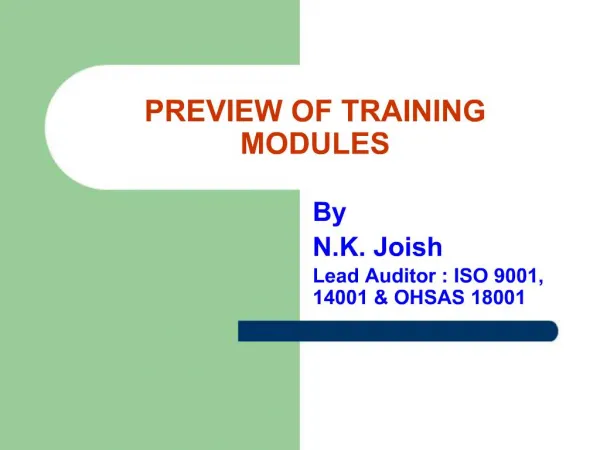 PREVIEW OF TRAINING MODULES
