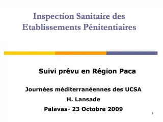 Inspection Sanitaire des Etablissements P nitentiaires - slide 1