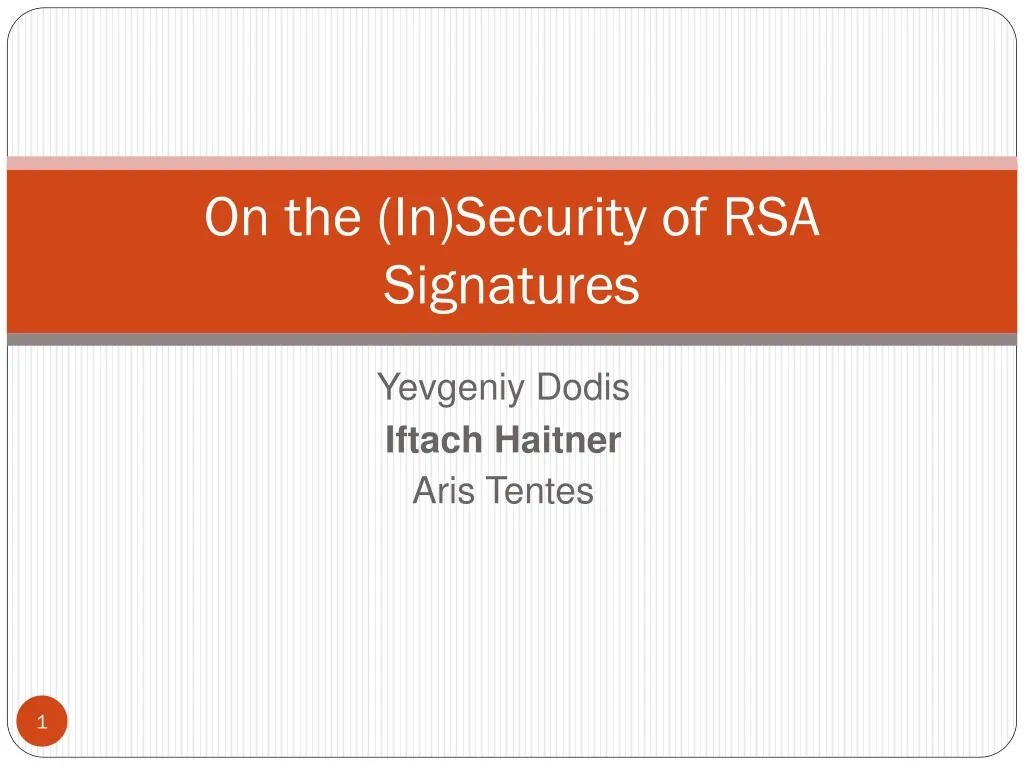 on the in security of rsa signatures