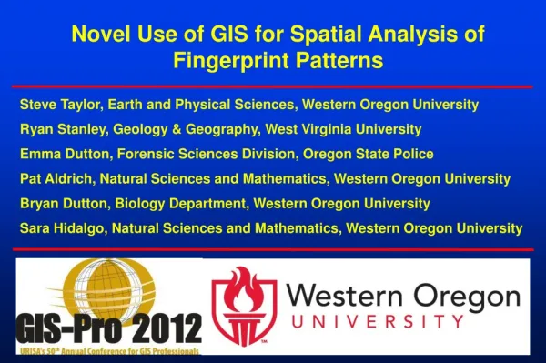 Novel Use of GIS for Spatial Analysis of Fingerprint Patterns