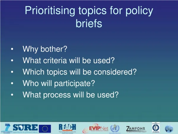 Prioritising topics for policy briefs