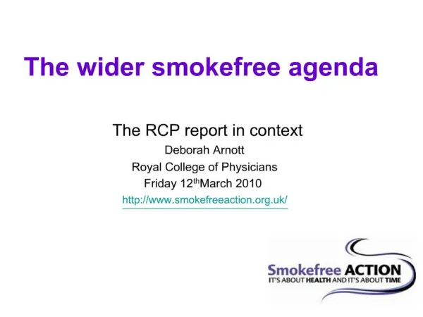 The wider smokefree agenda