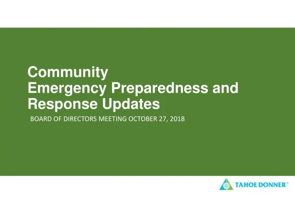 Community Emergency Preparedness and Response Updates