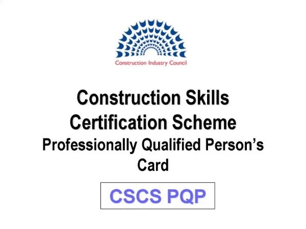 Construction Skills Certification Scheme Professionally Qualified Person s Card
