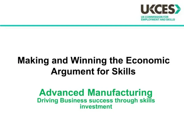 Making and Winning the Economic Argument for Skills