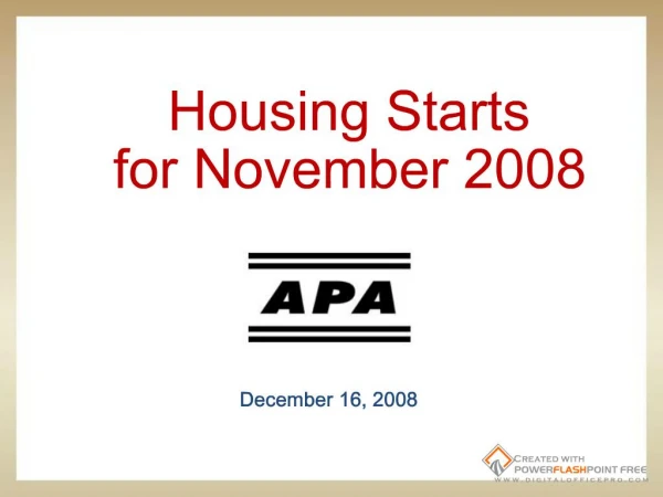 Housing Starts for November 2008