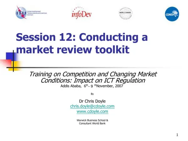 Session 12: Conducting a market review toolkit