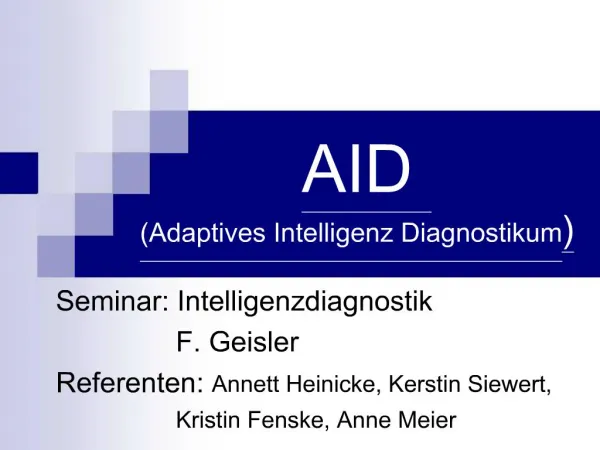 AID Adaptives Intelligenz Diagnostikum
