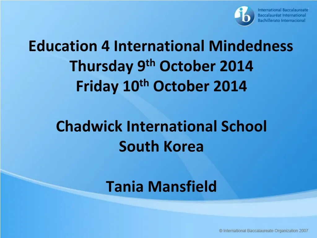 education 4 international mindedness thursday