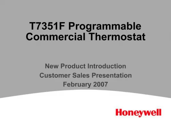 T7351F Programmable Commercial Thermostat
