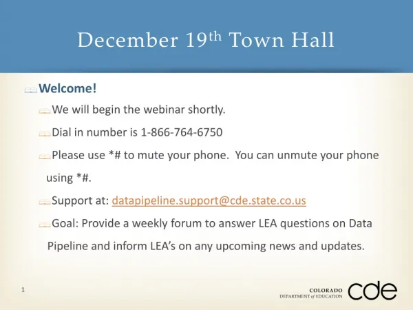 December 19 th Town Hall
