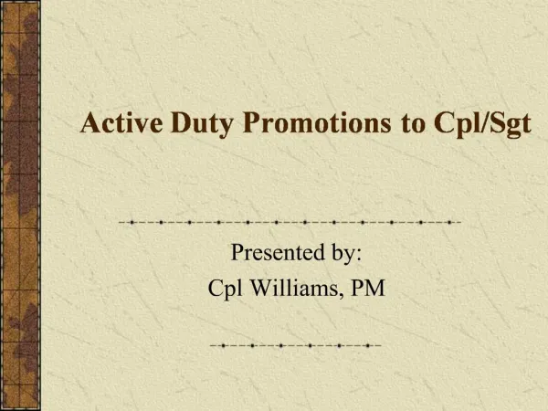 Active Duty Promotions to Cpl