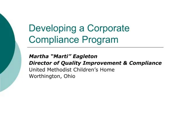 Developing a Corporate Compliance Program