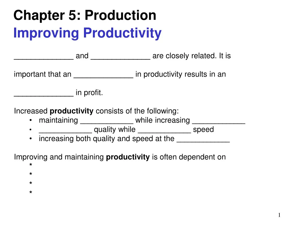 chapter 5 production improving productivity
