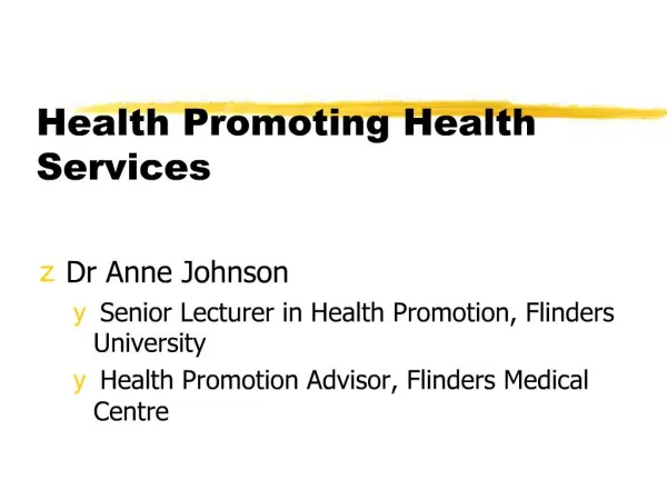 Health Promoting Health Services