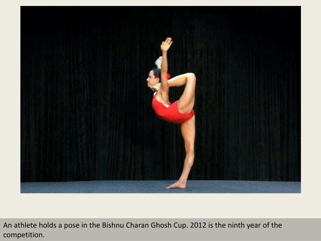 an athlete holds a pose in the bishnu charan