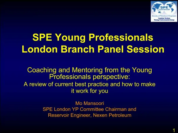 SPE Young Professionals London Branch Panel Session