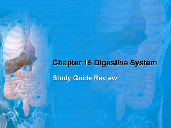 Chapter 15 Digestive System