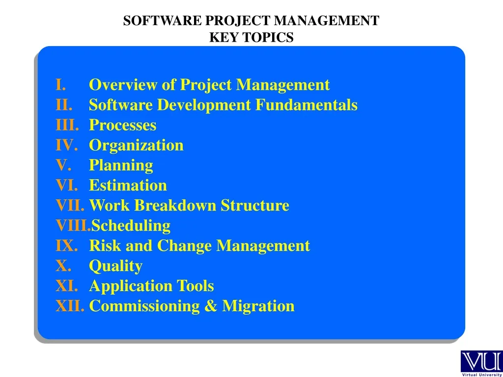 software project management key topics