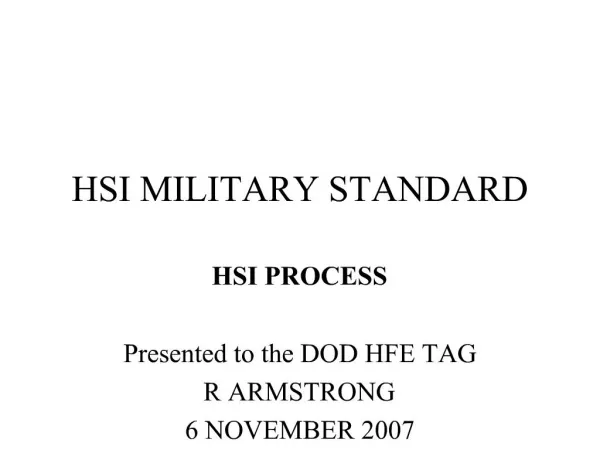 HSI MILITARY STANDARD