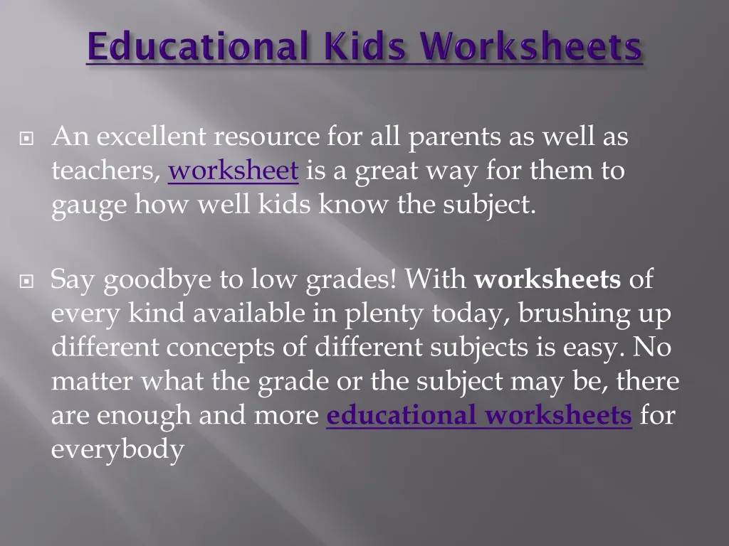 educational kids worksheets