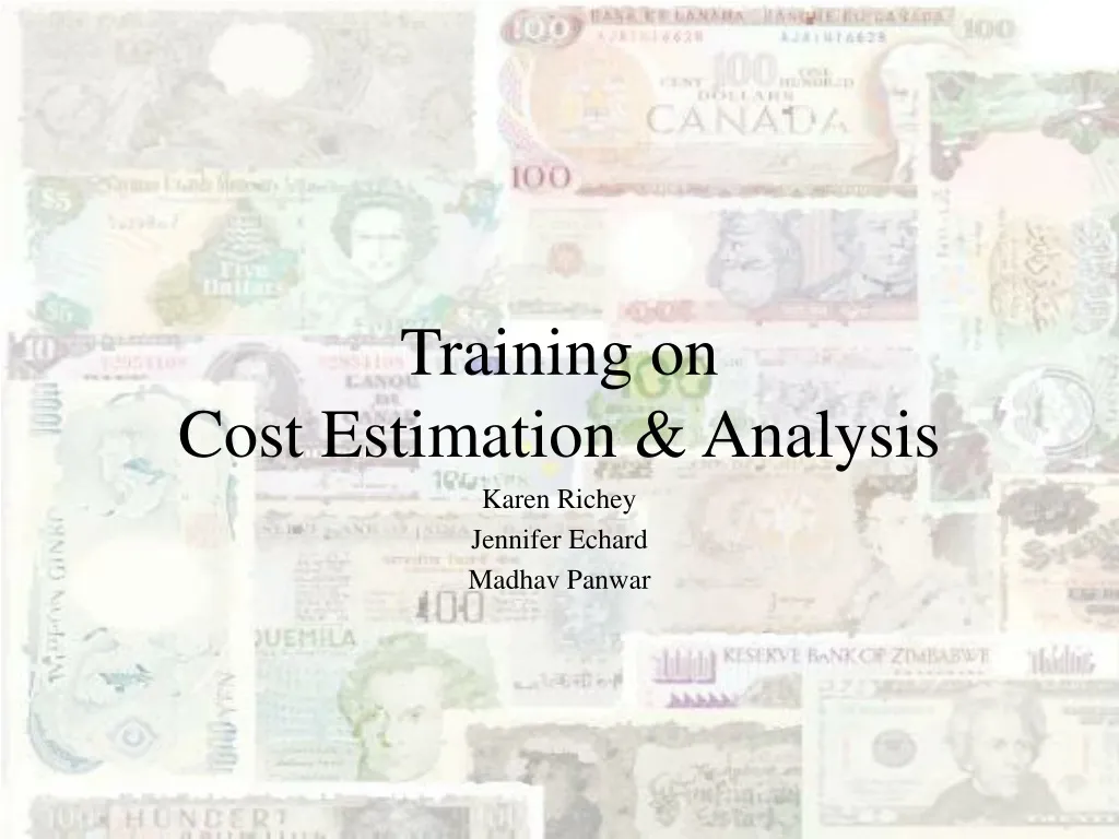 training on cost estimation analysis