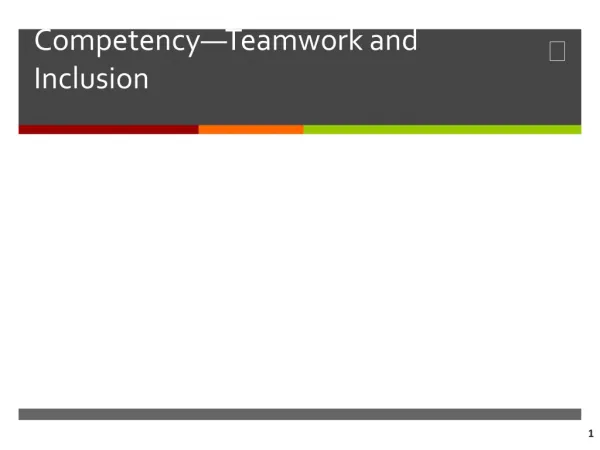 Professional Development Competency—Teamwork and Inclusion